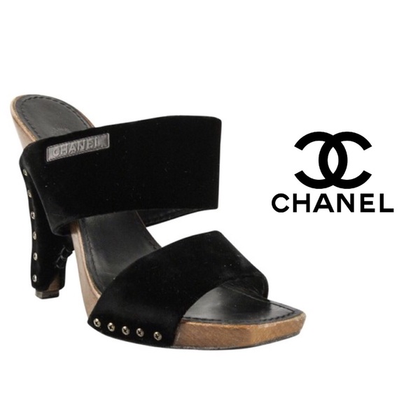 chanel velvet sandals